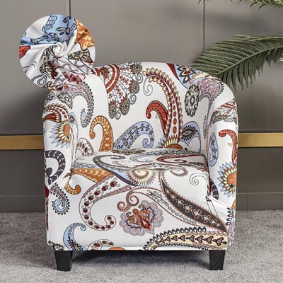 Levivel Clubfauteuilhoes Stretch Fauteuilhoes Bedrukte Kuipstoelhoes Woonkamerbankhoes Spandex Bankhoes Ontworpen Voor Barbalie Familie Kamer 1 PC