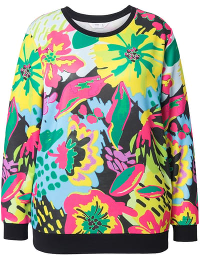 Angel of Style - Dames - Sweatshirt bloemmotief - Zwart - Maat 44