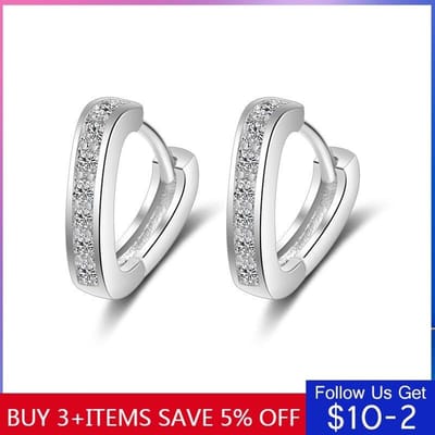 Nieuwe Sterling Zilver V Hart Zirkonia Hoepeloorbellen Voor Mode Sieraden white