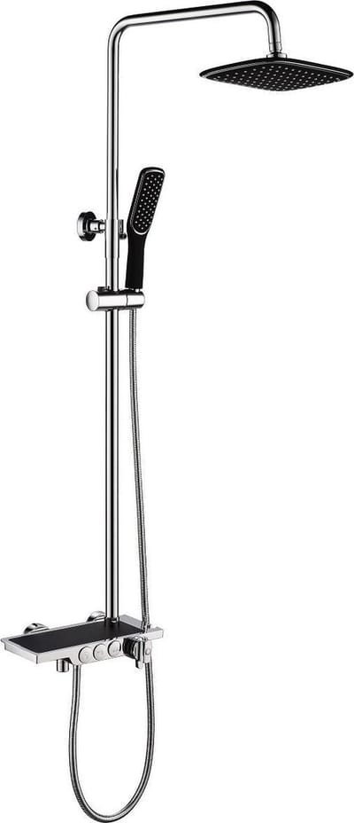 Mawialux thermostatische regendoucheset- Opbouw - Thermostaat - Rond - Mura Chroom Zwart