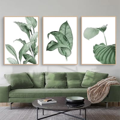 Goodivery ® Set van 3 Posters met Botanische Bladeren voor Stijlvolle Muurdecoratie in Huis en Kantoor