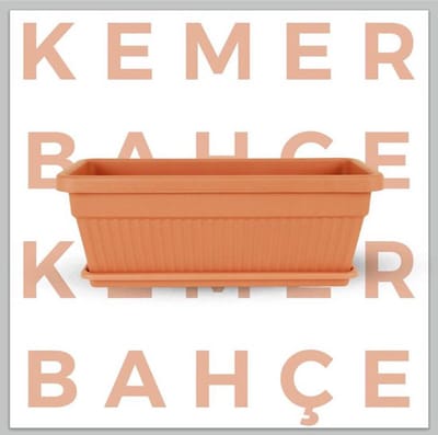 2 Kunststof bloembakken drainage 9L + schaal 46x20 Terra cotta Rechthoekige bloempot plantenbak
