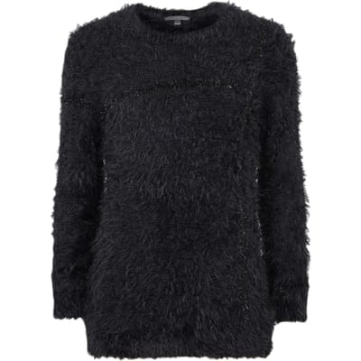 John Varvatos Felix Ls Teddy Hidden Jv Crew Black Maat: M | Sweaters Outlet | Heren | Zwart