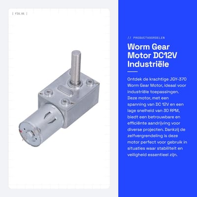 Dailygoods- Wormmotor 12V 30RPM - M8 Schroefas - Verstelbare Snelheid - Industrieel Aandrijfsysteem - Zinklegering/Roodkoper - Schokbestendig - Motor