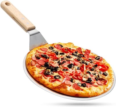 Premium Pizza Schop van RVS en Beukenhout voor het Bakken van Pizza, Brood, Taarten en Koekjes (25 cm)