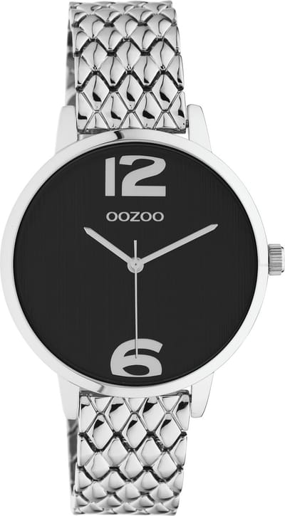 OOZOO Timepieces - Zilverkleurige horloge met zilverkleurige roestvrijstalen armband - C11021