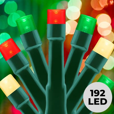 Lomera Kerstverlichting - Kerstlampjes - Kerstboomverlichting - Clusterverlichting op Batterij - 192 Led's - Drie Kleuren Verlichting - Rood Extra Warm Wit Groen - 8 Lichtfuncties - Geheugenfunctie Verlichting