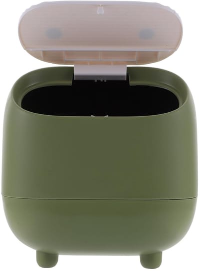 Kleine Prullenbak - Decoratieve Afvalbak - Bureau Opruimen - Drukdeksel Mechanisme - 15x15x15 cm - Groen