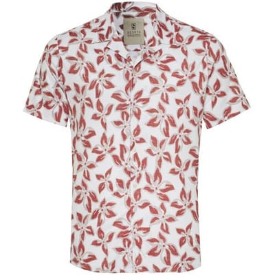Desoto Overhemd Large Leaves Pattern Lido Collar Grijs-Rood / male