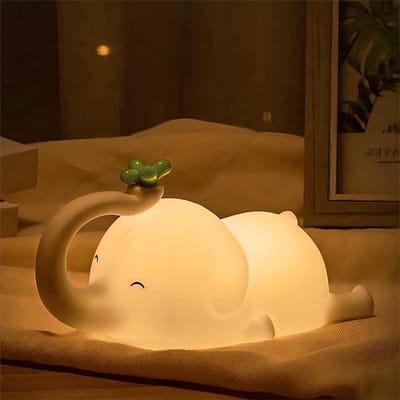 Olifant Nachtlampje - Babykamer Verlichting - Dimbare Slaaplamp - USB Oplaadbaar - Telefoonhouder - Veilig Siliconen