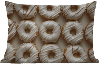 Buitenkussens - Tuin - Donuts - Chocolade - Wit - Beige - 50x30 cm