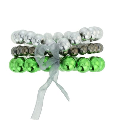 Behave - Kralenarmband glanzend groen grijs zilverkleur - feestelijk accent