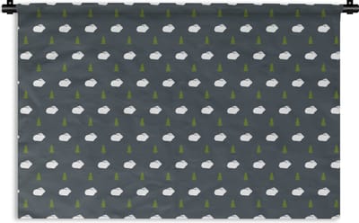 Wandkleed - Wanddoek - Bomen - Konijn - Patroon - 180x120 cm - Wandtapijt