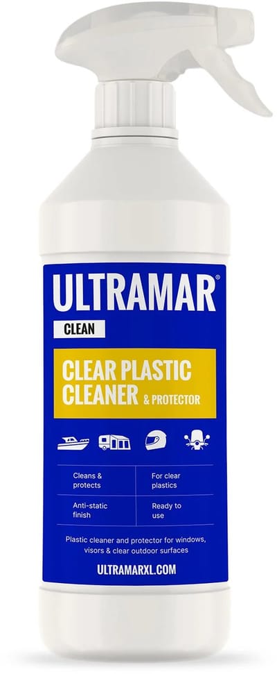 Ultramar - Clear Plastic Cleaner & Protector 500 ml - Reiniger Plexiglas, Voorruit, Vizier, Helm - Waterafstotende Spray - Anti Statische Spray - Waterdicht - Waterproof