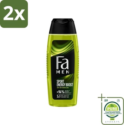 Fa Men - Sport Energy Boost - Doucemiddel - Voor Lichaam, Haar & Gezicht - 250 ml - Voordeelverpakking - 2 stuks - Sportdouche - Energieboost
