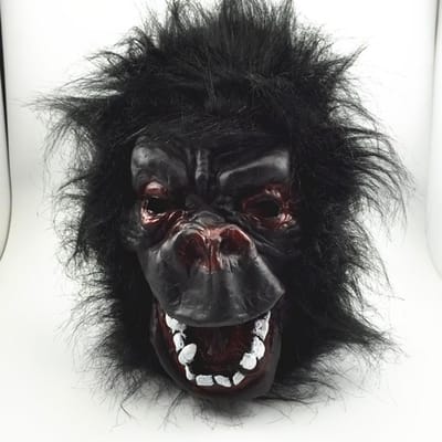 Halloween dierenmasker chimpansee performance kostuum volwassen gorilla hoofddeksel One size zwart