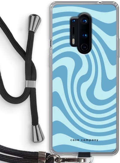 Case Company® - Hoesje met koord geschikt voor OnePlus 8 Pro hoesje met Koord - Swirl Blauw - Telefoonhoesje met Zwart Koord - Bescherming aan alle Kanten en Over de Schermrand
