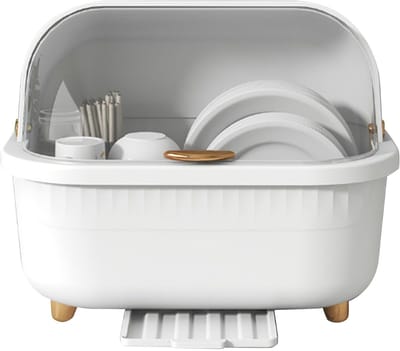 Allecto - Afdruiprek - Multifunctioneel Afdruiprek - Ruimtebesparend - Witte M - Keukenaccessoires - Geschikt voor Servies - Plastic Afdruiprek