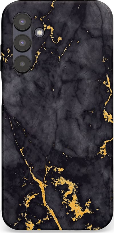 Casetastic hoesje geschikt voor Samsung Galaxy A25 - Dubbellaagse bescherming - Zwarte Marmer Goud - Fashion Case - Zwart Goud