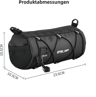 Multifunctionele Fietstas voor Stuur en Bovenbuis - 1.5L Nylon met Elastische Band en Schouderriem (Zwart/Groen)