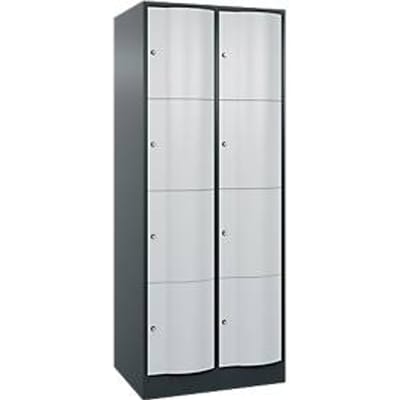 C+P Resisto lockerkast, 2 vakken, 8 vakken, B 772 x D 640 x H 1950 mm, antracietgrijs/lichtgrijs