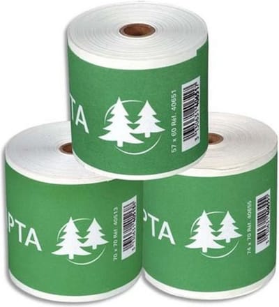 Exacompta Tel- en kassarol, 57 mm, rol 37 m, Wit (doos 10 rollen)