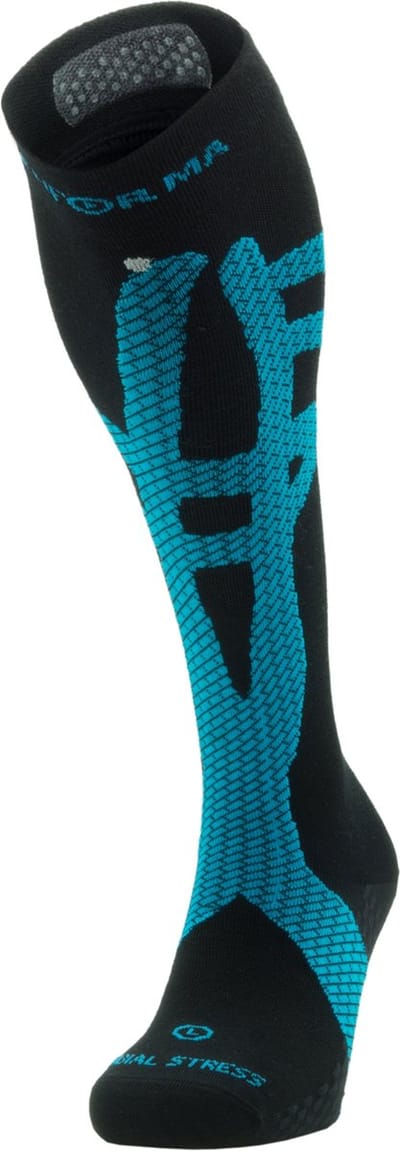 Enforma Compressiekousen met Scheenbeen Ondersteuning – Kinesiologie Tapesokken – Sport Compressiesokken – Hardloopsokken – Medium Compressie – Zwart/Blauw – Unisex – XL (45-47)