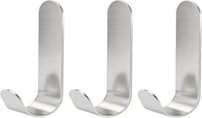 Set van 3 Zelfklevende Wandhaken - RVS Handdoekhaken voor Badkamer en Keuken, Geen Boren Nodig, Sterke Adhesie en Duurzaam Gebruik