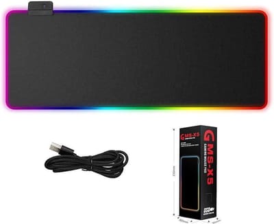 iFoulki GMS-X5 RGB-gamingmuismat 10 verlichtingsmodi Oversized gloeiende led Uitgebreide muismat Antislip rubberen toetsenbordmat 80 cm x 30 cm