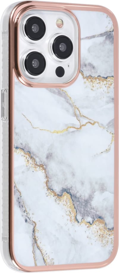 Multimedia & Accessoires Siliconen Marmer Harde Back Cover Case Hoesje geschikt voor Apple iPhone 15 Pro – TPU – Harde Plastic – Wit