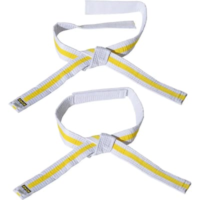 Wit/geel/wit klittenband riem budō kind Kwon