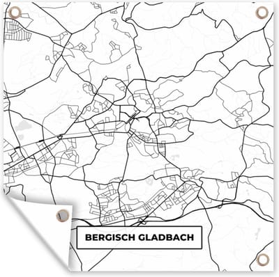 Tuin poster Bergisch Gladbach - Kaart - Plattegrond - Stadskaart - 200x200 cm - Tuindoek