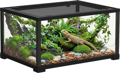 Pawhut Reptile Box-Glas, Kunststof-60L x 45B x 32H cm-Zwart