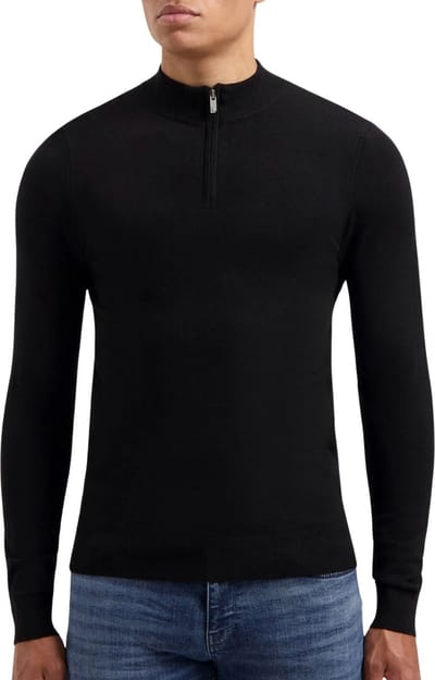 PURE PATH Essential Knitwear Halfzip Sweater Truien & Vesten Heren - Sweater - Hoodie - Vest- Zwart - Maat S
