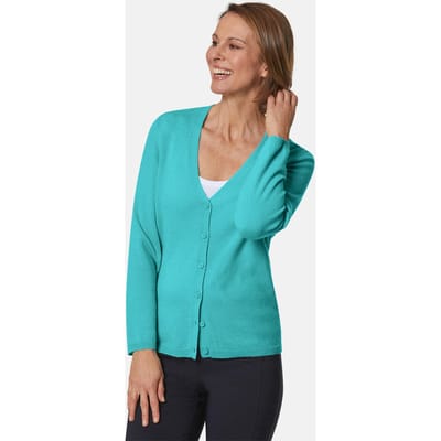 Zacht tricot jasje van kasjmier met V-hals - mintgroen - Gr. 46 van Goldner Fashion