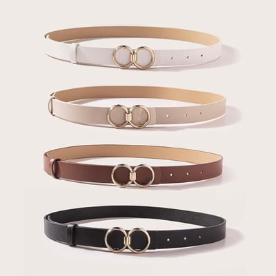 Verstelbare elastische riem voor dames, dunne smalle tailleriem voor jurken en jeans, 2,3 x 102 cm, wit en decoratief ontwerp