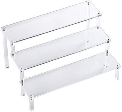 EXCITAT Display standaard - Display standaard acryl - 3-laags transparante getrapte - geschikt voor het tentoonstellen van beeldjes, nagellak, cosmetica - 30 cm