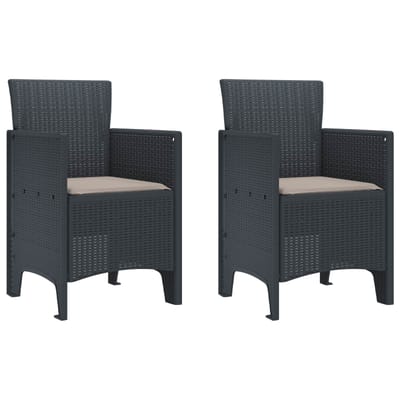 vidaXL Tuinstoel 2 pcs Antraciet 53 x 49 x 85 cm Polypropyleen