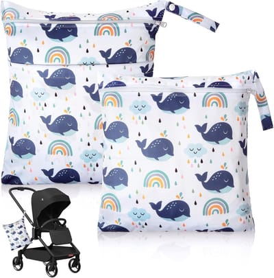 Herbruikbare Neuszakken voor Baby's - 2 Stuks, Waterdichte Luiertas, Organiser voor Verzorging en Reizen, Ideaal voor Kinderdagverblijf en Op Reis, Kleurrijk Ontwerp