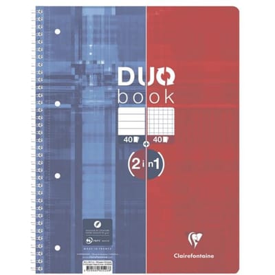 Clairefontaine Collegeblock DUOBOOK, DIN A4, geruit/gelinieerd