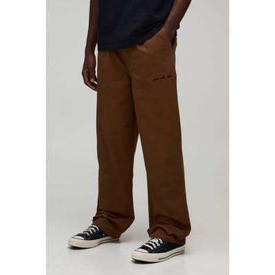 Relaxed Fit Half and Half Embroidered Cargo Trousers | Tobacco | Size XS
