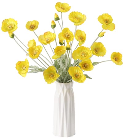 6 stuks kunstmatige klaprozen bloemen zijden klaproos bloemen voor thuis tafel centerpieces decoratie kantoor bruiloft (geel)