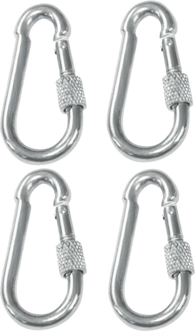 AMIG Karabijnhaak met schroefsluiting - 4x - 7 x 70mm - gegalvaniseerd staal - 120kg - musketonhaak