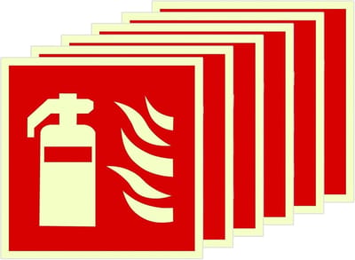 Brandblusser Stickers - Veiligheidsborden - Brandpreventie - Zelfklevend PVC - 15x15cm - 6 Stuks
