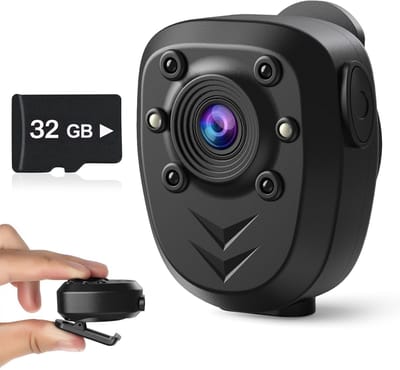 Ynkkvre - Mini Bodycam - 1080P Camera met 128GB - Nachtzicht 4.5m - 360° Klem - Voor Bewijsopname en Beveiliging - Loopopname - 4 uur Batterij - Discreet Draagbaar