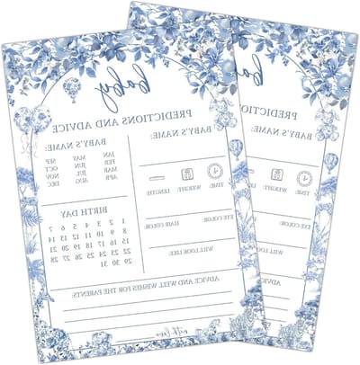 Babyshower Spelkaarten - Advieskaarten Nieuwe Ouders - Feestelijke Activiteit - 25 Blauwe Kaarten - 5 x 7 Inch - Blauw