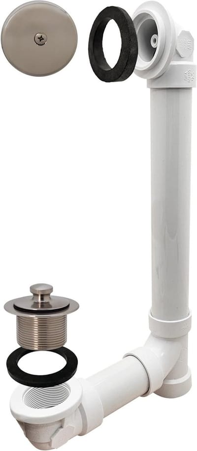 Bad afvoer reparatieset - Badkuip afvoerplug - Sanitair repareren - Schema 40 PVC buizen - 1-1/2 inch - Roestvrij staal