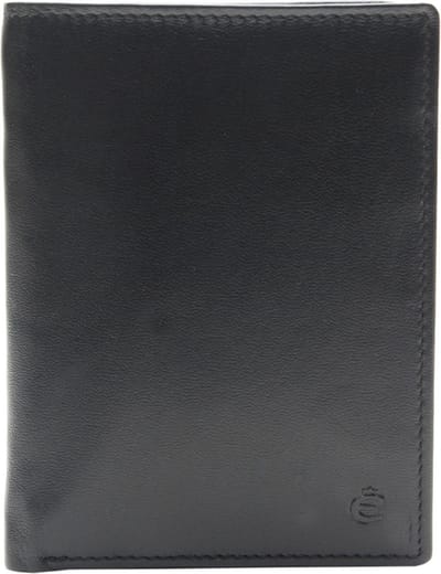Esquire Leren Portemonnee Compact Wallet Black Zwart