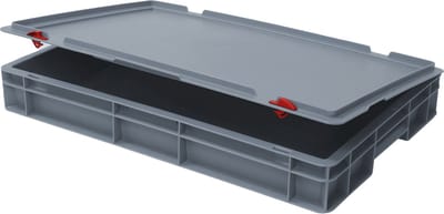 Alpac Stapelbak met deksel - Opbergbak met deksel - 600 x 400 x 100 mm - 15L - Grijs