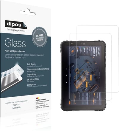 dipos – 2x Pantserfolie geschikt voor Topicon MDT880 | 9H Screenprotector